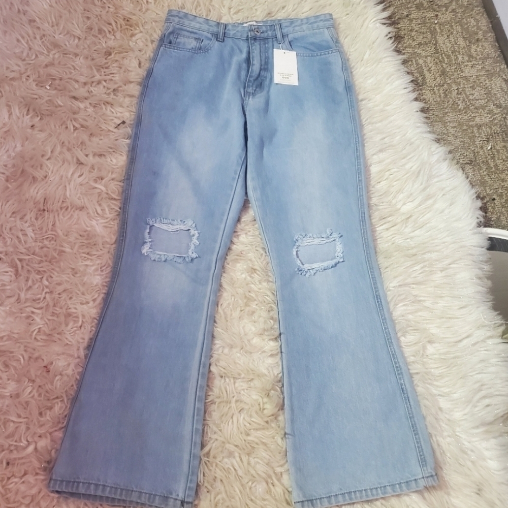 NWT FEMME LUXE size 12 blue washed distressed jeans, $49.95 value